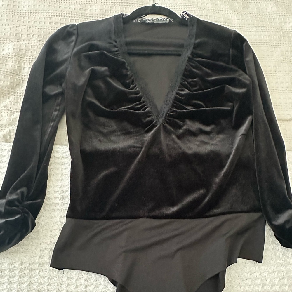 Zara Black Velvet Bodysuit